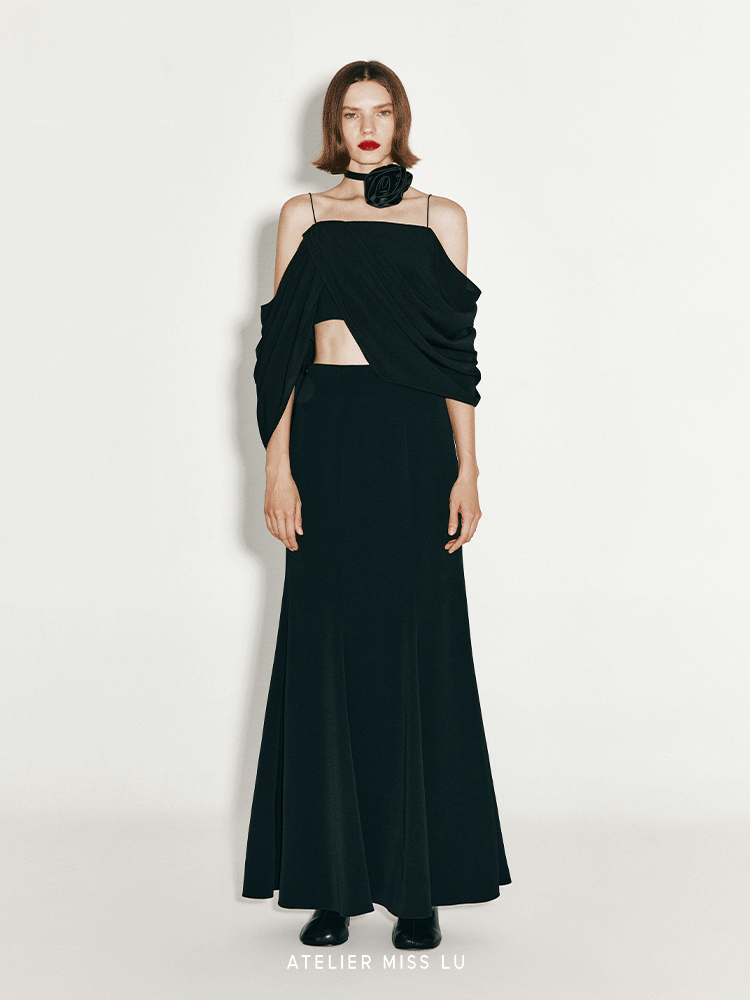 ATELIER MISS LU Drap Design Off-the-Shoulder Camisole Top - JASON.