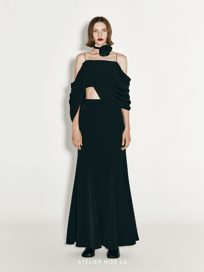 ATELIER MISS LU Drap Design Off-the-Shoulder Camisole Top - JASON.