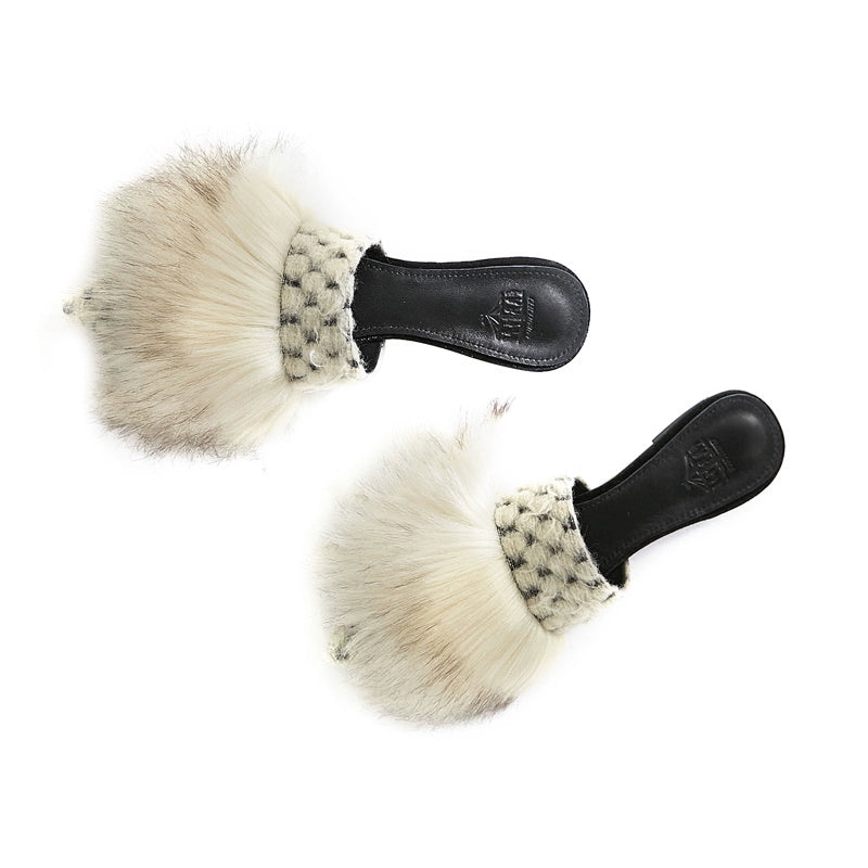 B-FEI flat furry women's slippers-ROCK.