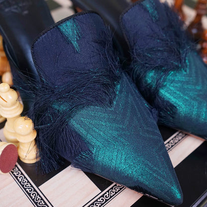B-FEI Elegant Kitten Heel Slippers-NIKO.