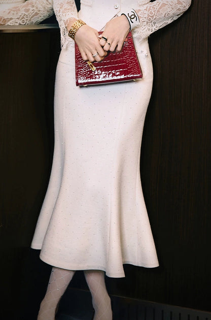 CHICHY mermaid long skirt white waist blazer-LORI