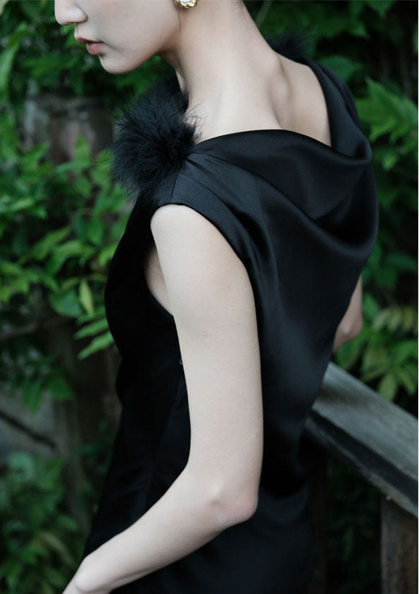 GOUDIN Women's Small black elegant evening dress-LENA.