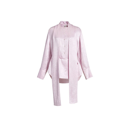 ZHUCHONGYUN irregular long sleeve shirt and ruched long skirt outfit set-REINER.