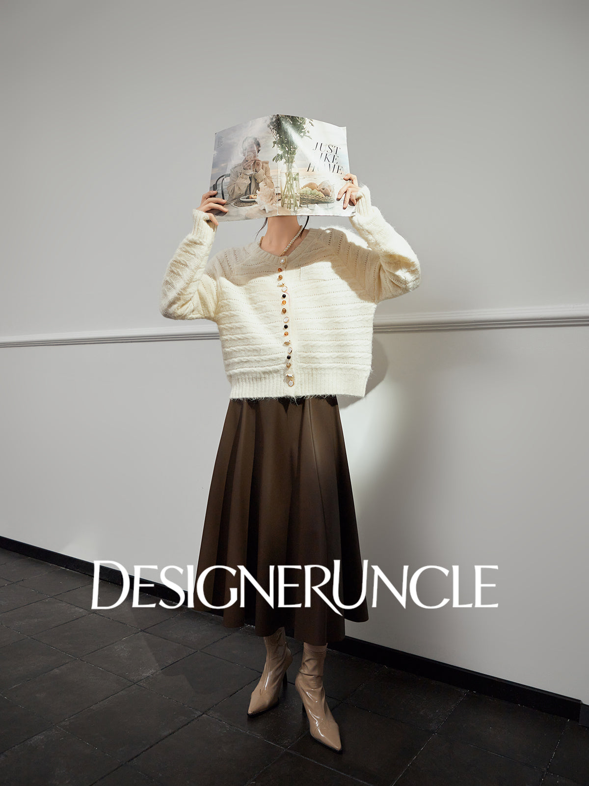 DGU "Warm Tone" White Sweater Autumn New High-end Design Lazy Versatile Trend Top - Louis.