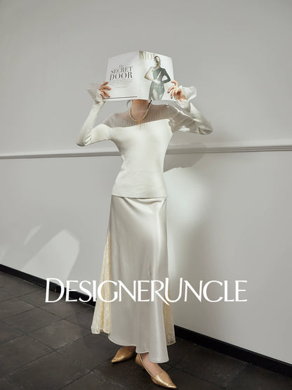 DGU "Suyin" white knitted sweater high-neck slimming  commuter high-end top - Jordan.