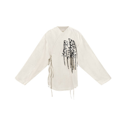 TUYUE Linen embroidered lace-up long sleeve jacket- JUNG.