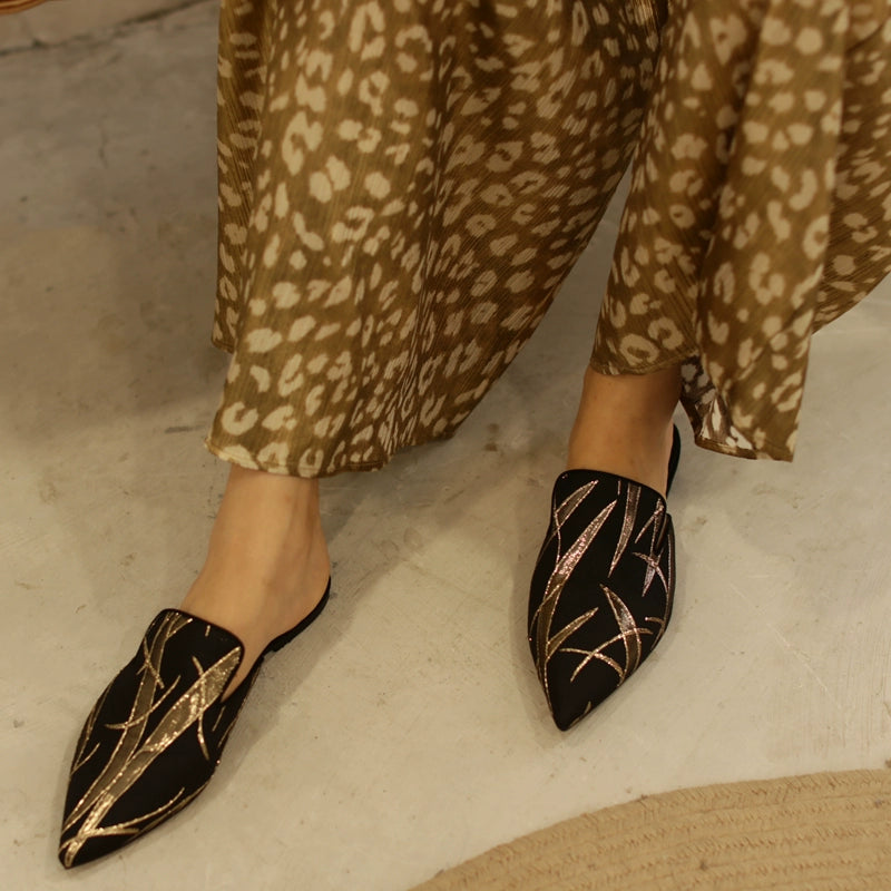 B-FEI Japanese classical pointed toe flat bottom satin slippers-SOPH.