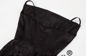 Le Palais Vintage High End sleeveless stain wrapped shirt tassel  sexy long black dress-Alora