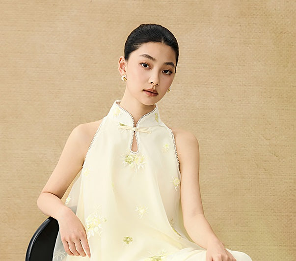 HECO Chinese double-layer tulle flesh covering elastic ballet style vest two-piece - LEVI.