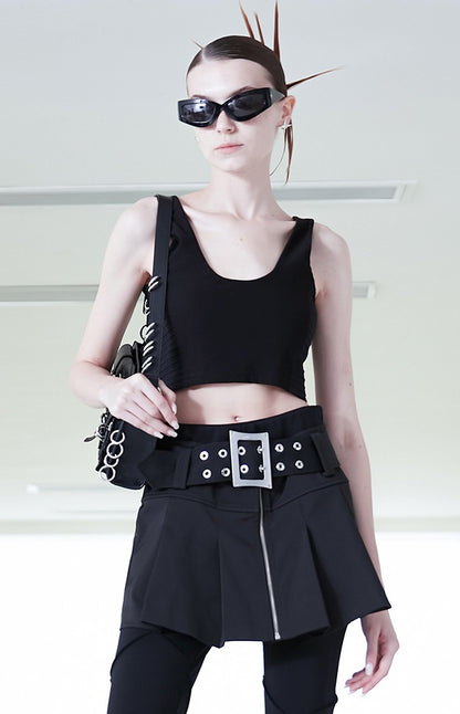 ANNAKIKI  low-waisted Japanese button fractal pleated short skirt-NIDIA.