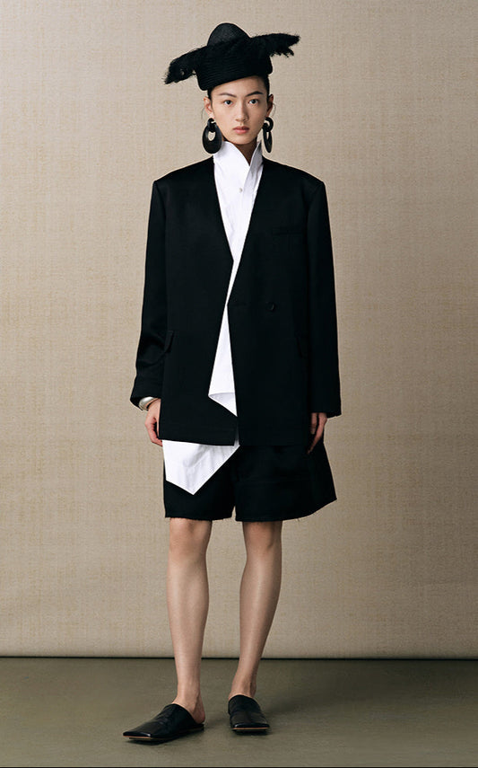 ZHUCHONGYUN wide-shouldered one-button relaxed silhouette suit-PAPI.