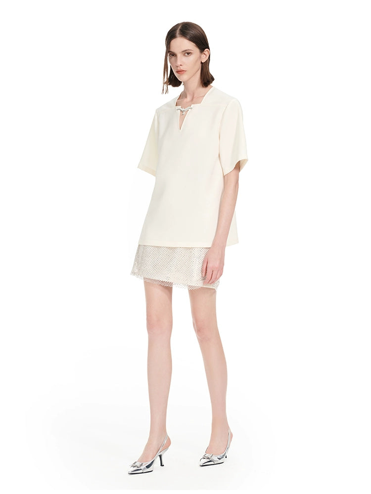 YES BY YESIR | Ye Qians Radiance Hot Diamond Mesh A-Line Skirt -ELYSIA.