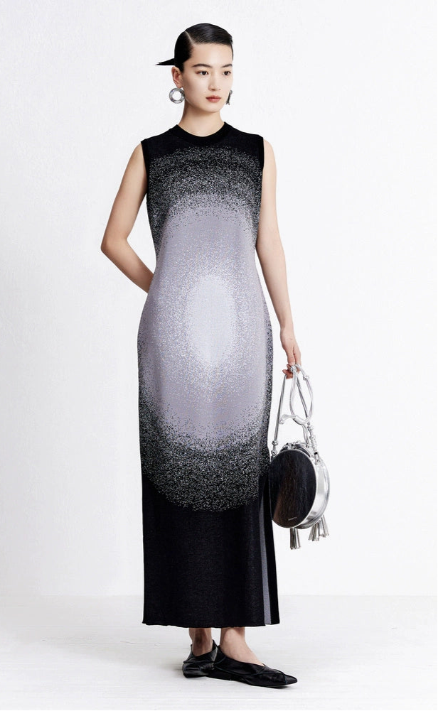 ZHUCHONGYUN Round Opening Jacquard Close-up Sleeveless Dress-GIN.