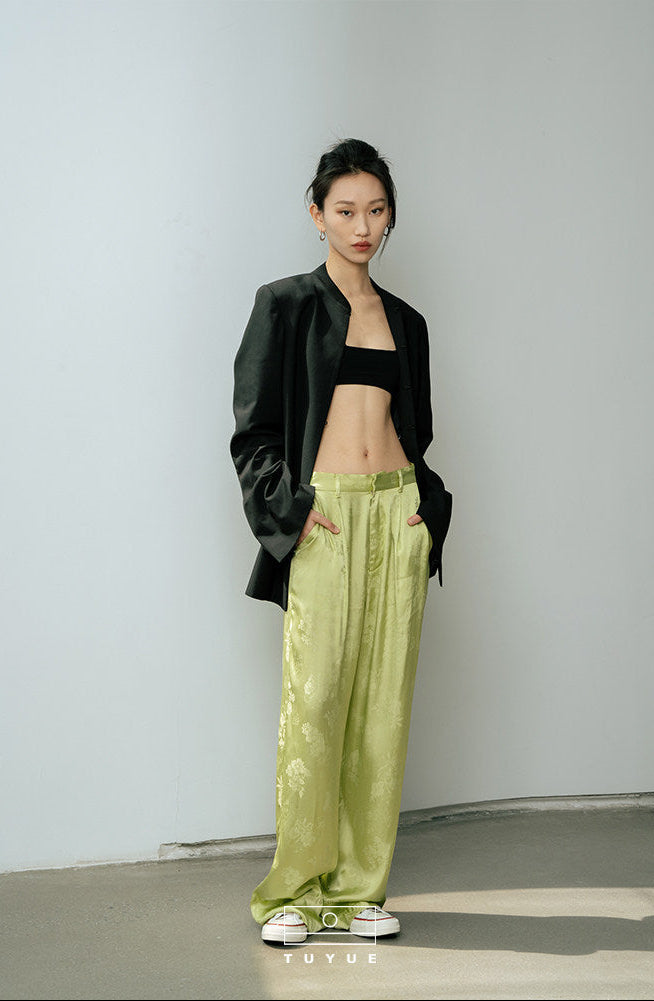 TUYUE Black Stand Collar Wide Sleeve Slim Casual Suit - VERONICA.