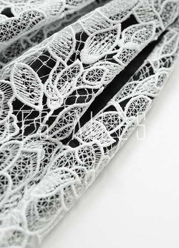 LE VENT&TES AILES French embroidery lace elegant A-line fill skirt-ESME