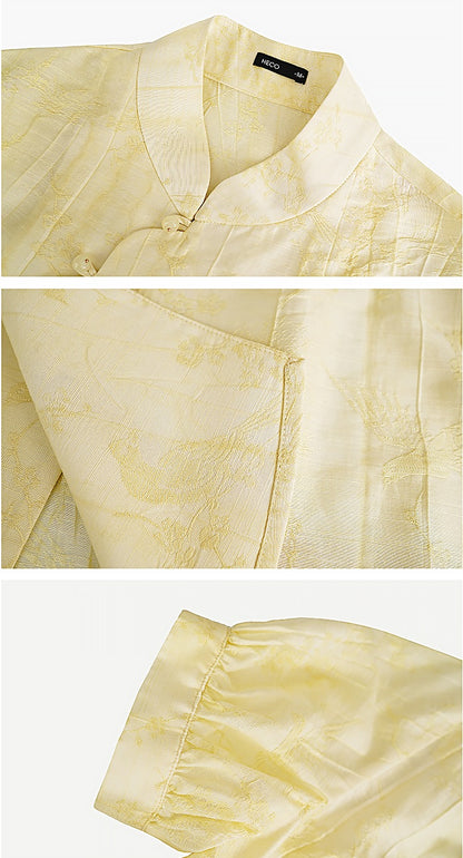 HECO Chinese style jacquard bubble summer silk cross-body top - PERFECT .