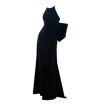 GOUDIN black simple slim evening dress-RENATA.