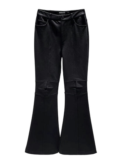 ANNAKIKI niche designer four-pointed star functional mid-rise flared pants-XIAOBEI
