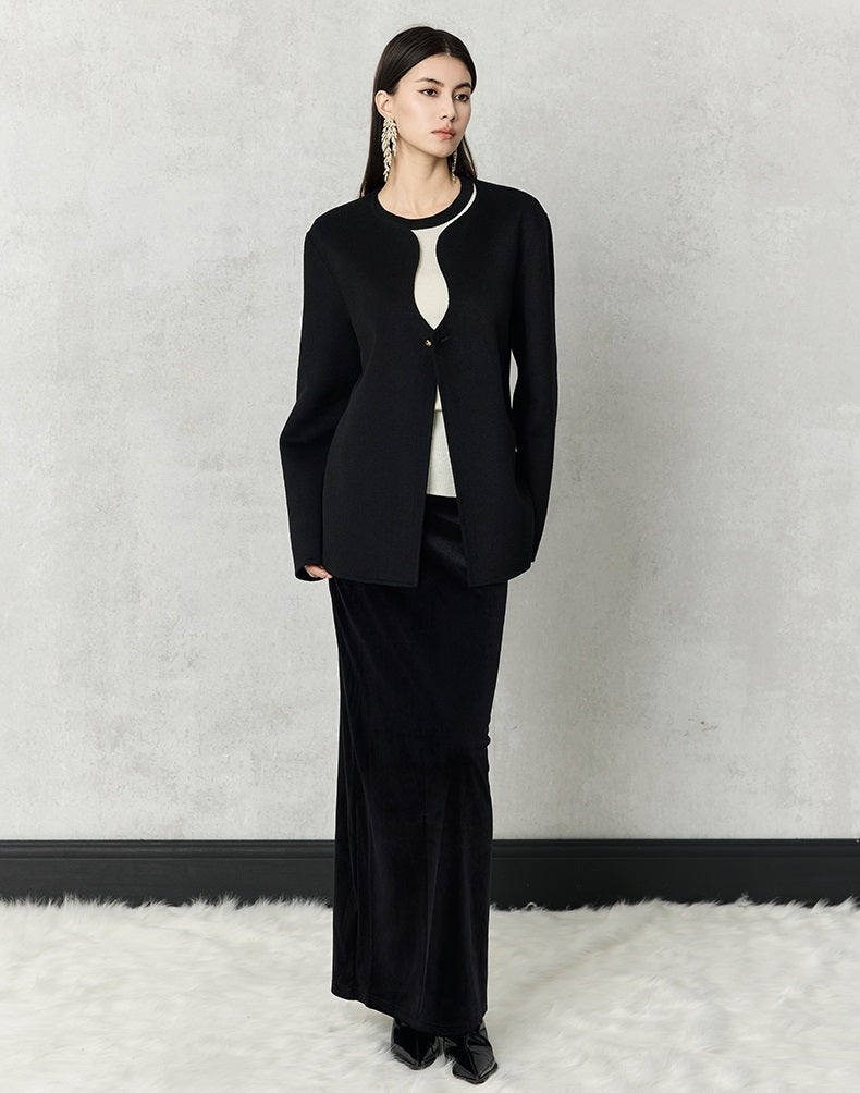 HECO winter double-sided woolen  black red apricot coat women - glory.