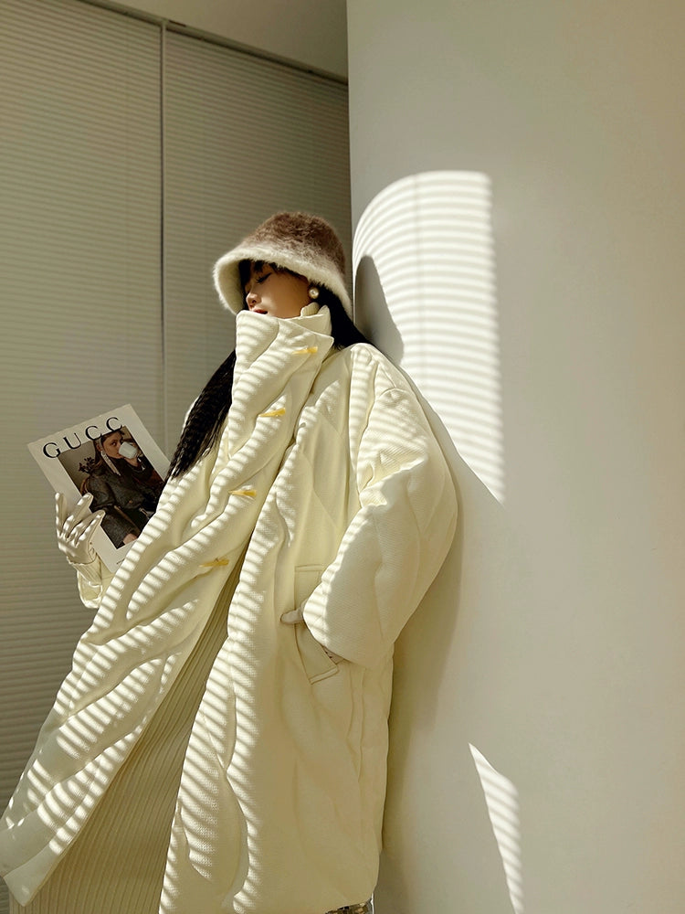 Aconiconi Elegant White Brown Duck Down Loose Long Sleeve Medium Jacke GOOD GIRL REBEL