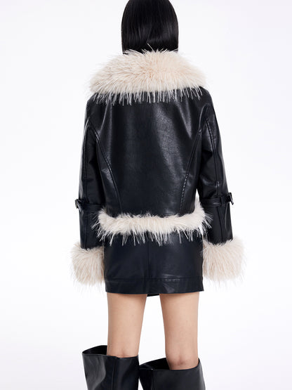 TINY IN cotton leather fur women's black jacket -JACK