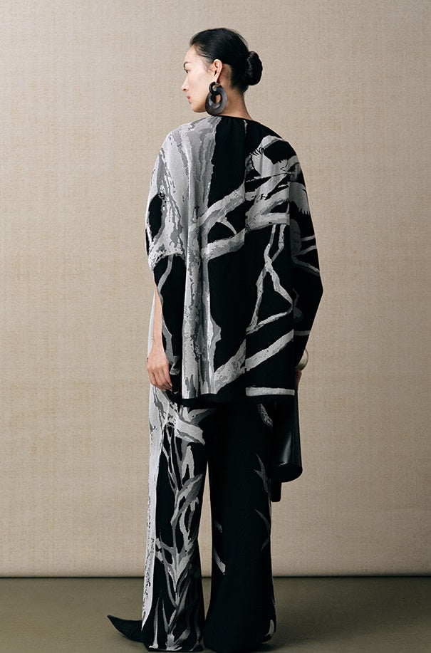 ZHUCHONGYUN jacquard wide-leg knitted trousers and top outfit set-NANCY.