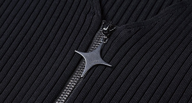 ANNAKIKI 3D Wave Sleeve L-Neck Knit top -KITAGAWA.