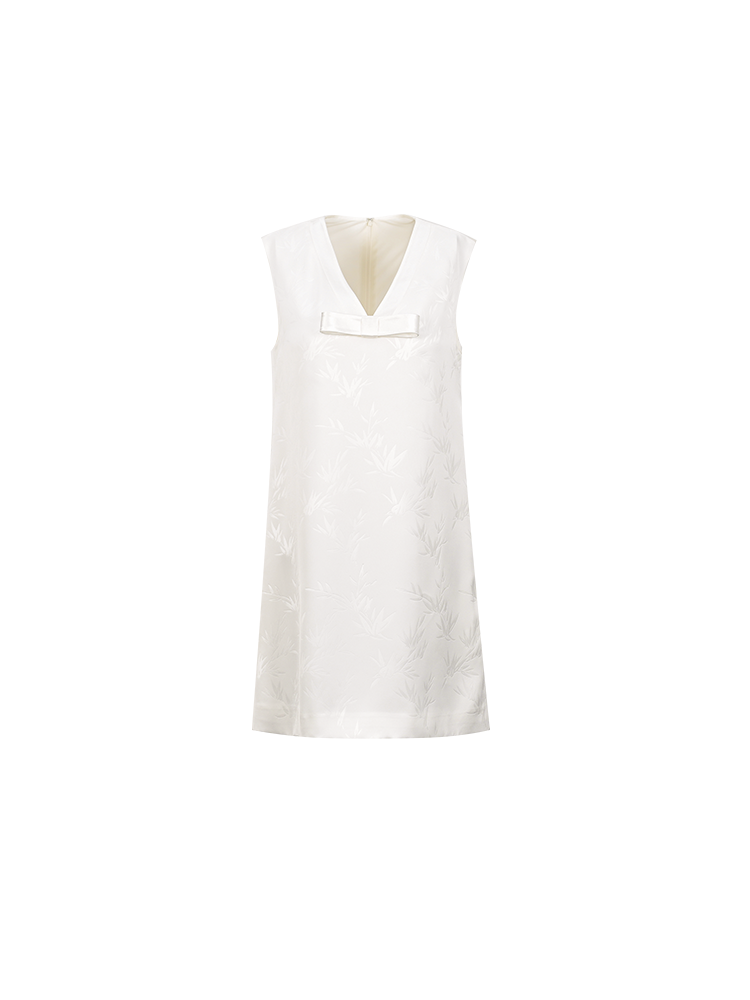 YES BY YESIR |  V-Neck Bow Short Sleeveless Dress - MEILING.