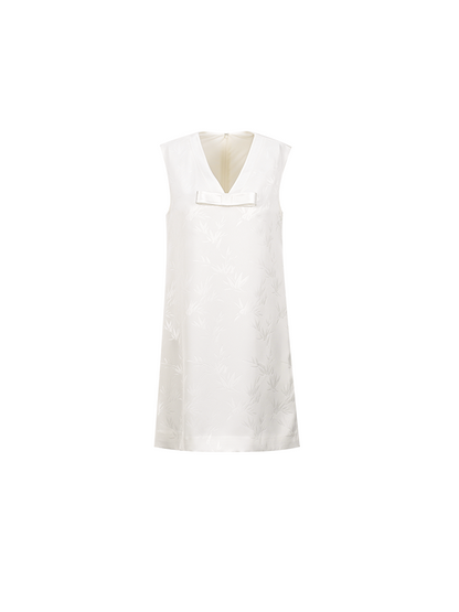YES BY YESIR |  V-Neck Bow Short Sleeveless Dress - MEILING.