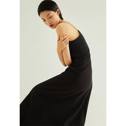 GOUDIN women's black long style light luxury high-end banquet dress-SOM.