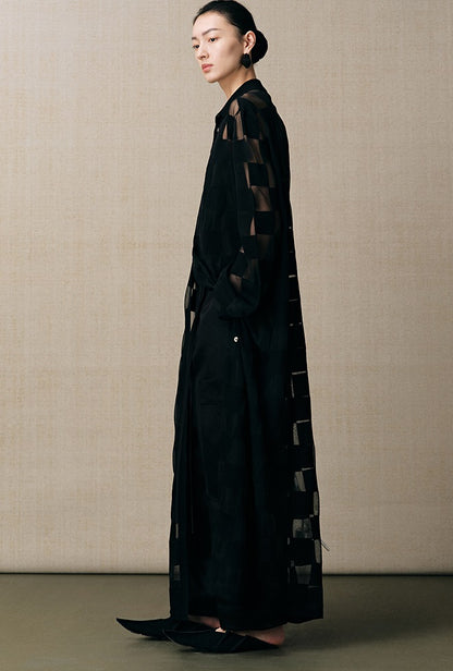 ZHUCHONGYUN small lapel long sleeve long knit dress-MARD.