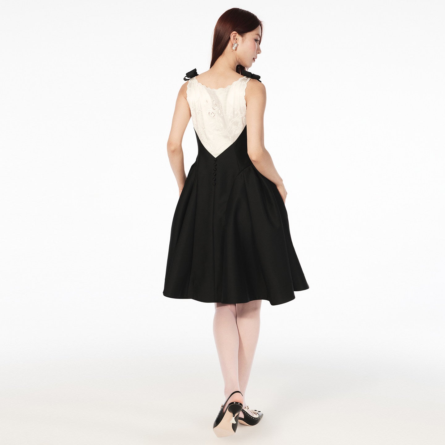 FAME bow beaded waist umbrella pendulum dress - SADIE