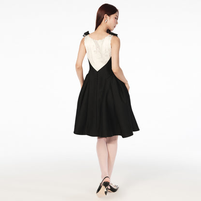 FAME bow beaded waist umbrella pendulum dress - SADIE