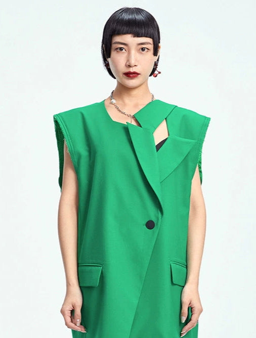 TINY IN misaligned collar silhouette midi vest women's suit -DODO