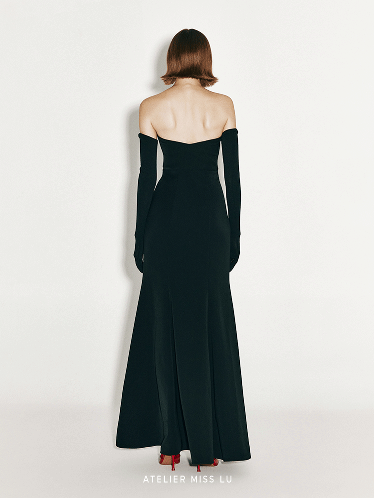 ATELIER MISS LU Flower Piece Design Bandeau Slit Mermaid Dress -  AKBAR.