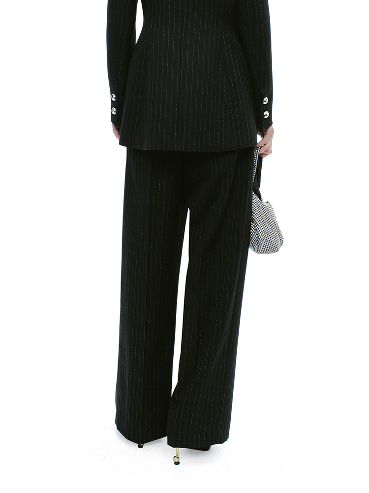 YES BY YESIR  striped denim spliced wide pants - VESSEL.