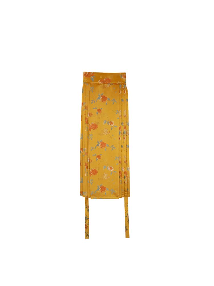HECO Jacquard Horse Face Pleated Maxi Skirt  - COARSE.