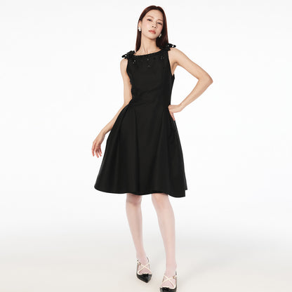 FAME bow beaded waist umbrella pendulum dress - SADIE
