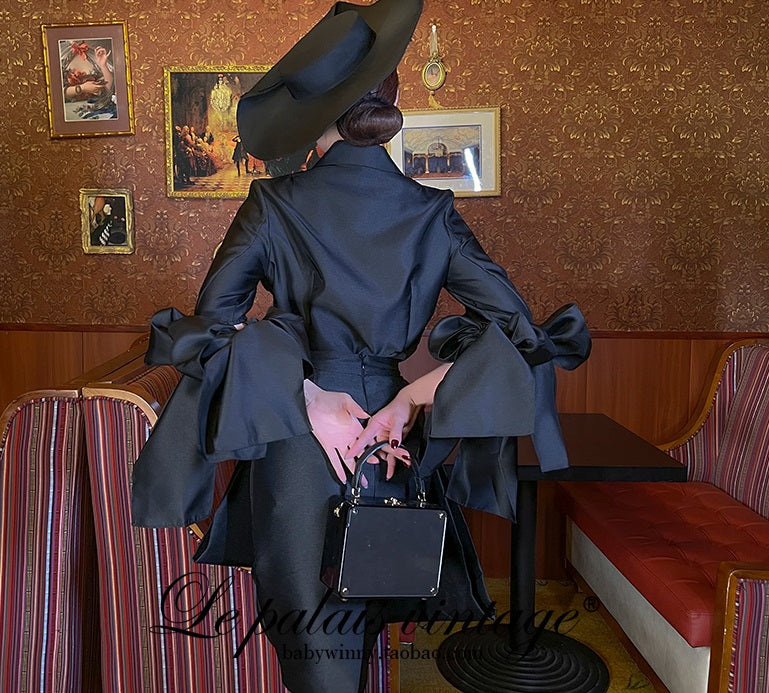 Le Palais Vintage Original Vintage Black Irregular Luxury High-waisted Pencil Skirt-GAL