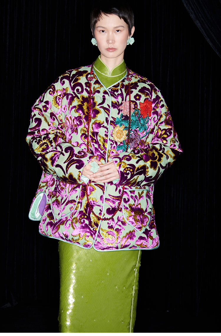 M essential Mackay designer Barcelona colourful iron-embroidered jacket dress set- four.