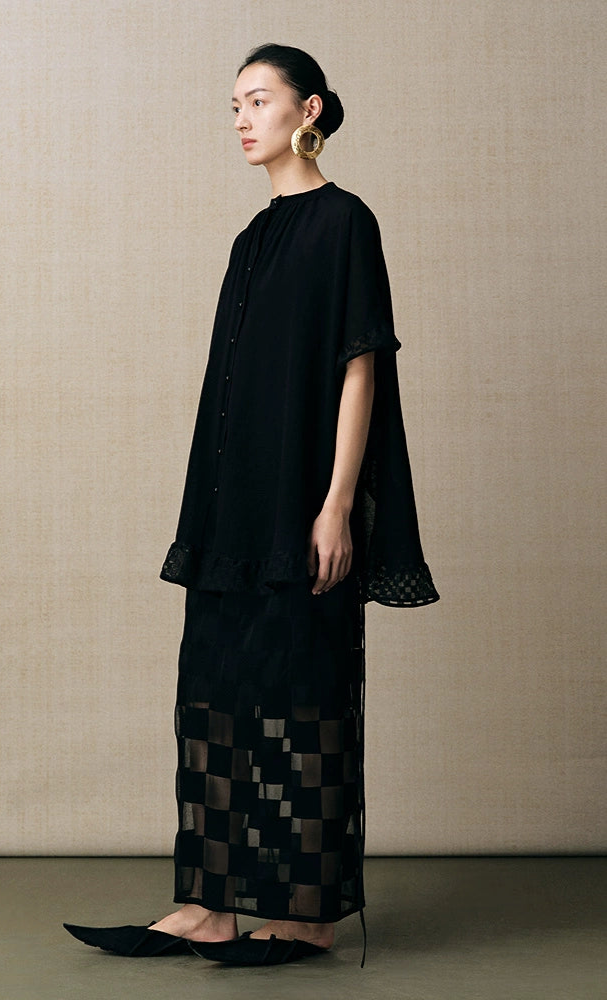ZHUCHONGYUN summer new black spliced straight skirt--NAMIKAJE.