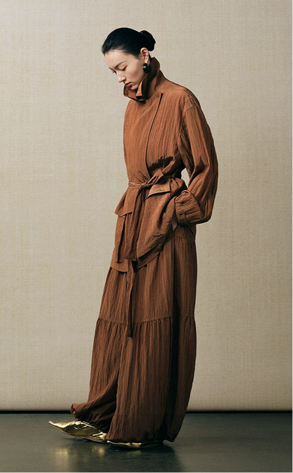 ZHUCHONGYUN loose wide pants and loose turtle neck long sleeve top outfit set-PAPA.