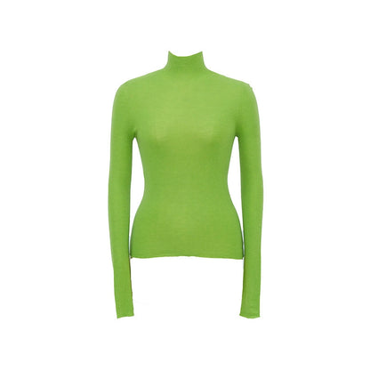 ZHUCHONGYUN Green Turtleneck Slim Knit Top-ARSENE.