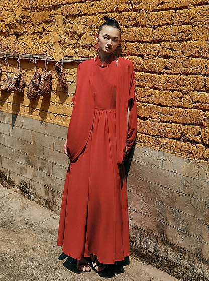 HECO Chinese Style Spell Receiving Waist Sleveless Dress - SIMMER.