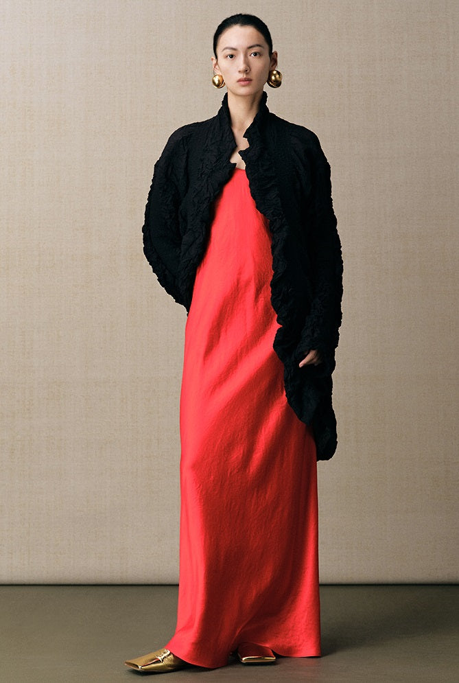 ZHUCHONGYUN light wrinkle buttoned black jacket-ROU.