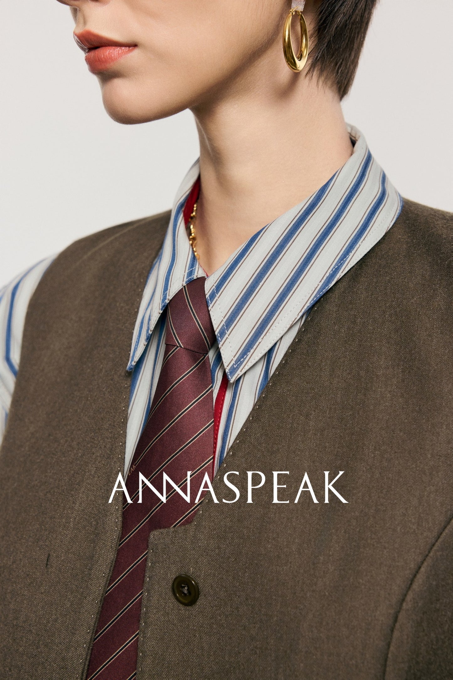 ANNASPEAK Worsted Wool Flannel Suit Vest Pants Set-OSAR.