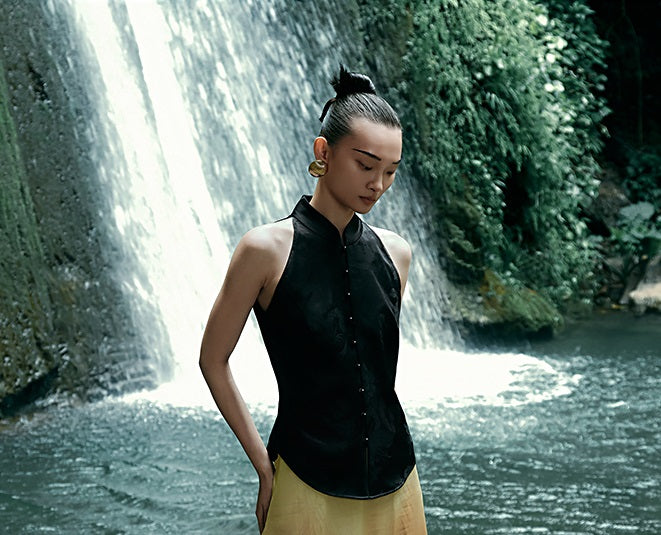 HECO Chinese blended gradient golden dragon embroidered straight skirt - RELY.