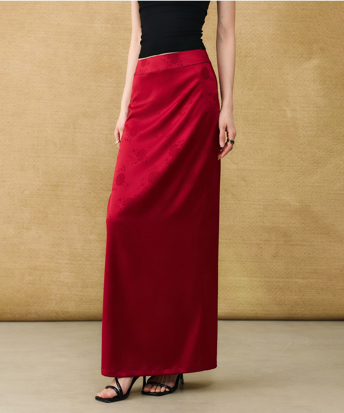 HECO Chinese acetate jacquard women's cool flesh covering elegant skirt - DATE.