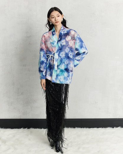 HECO 100% polyester Silver Black Sequins High Waist Slim Skirt Woman - sun.