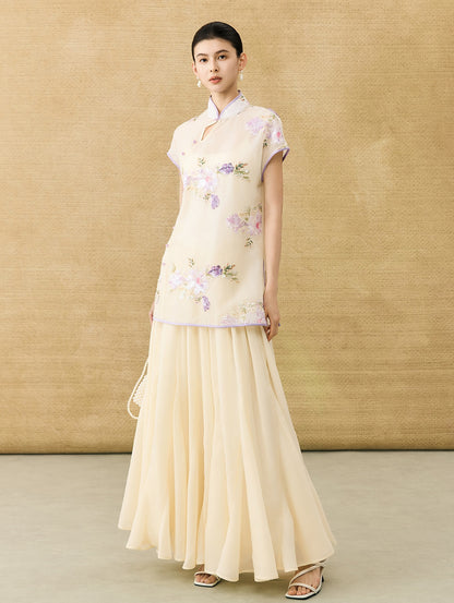 HECO Chinese Solid Color Large Swing Waist Slimming Mermaid Skirt - STARS.